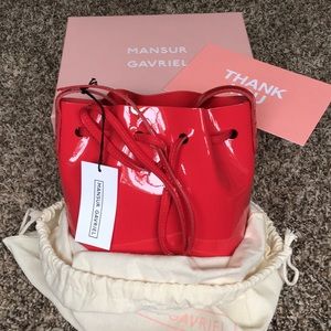 Mansur Gavriel patent MINI MINI bucket bag flamma